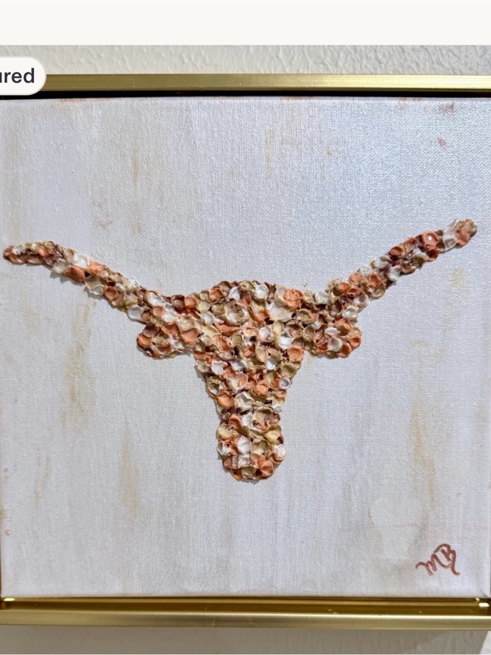 Textured Abstract Custom Painting 10X10 -Longhorn - palette knife